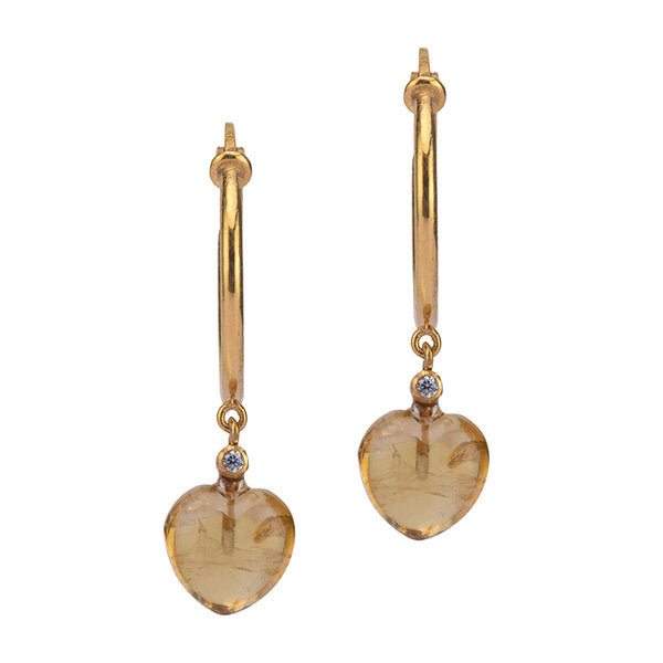Demi Fine Jewelry-14k Gold Plated-Earring-Heart Bali In Gold Citrine Silver-E42/23-Fashion Edit Unbent - Shop Cult Modern