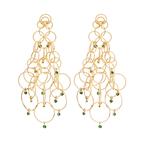 Demi Fine Jewelry-14k Gold Plated-Earring-Ringlets With Emeralds Silver-E56/22-Fashion Edit Unbent - Shop Cult Modern