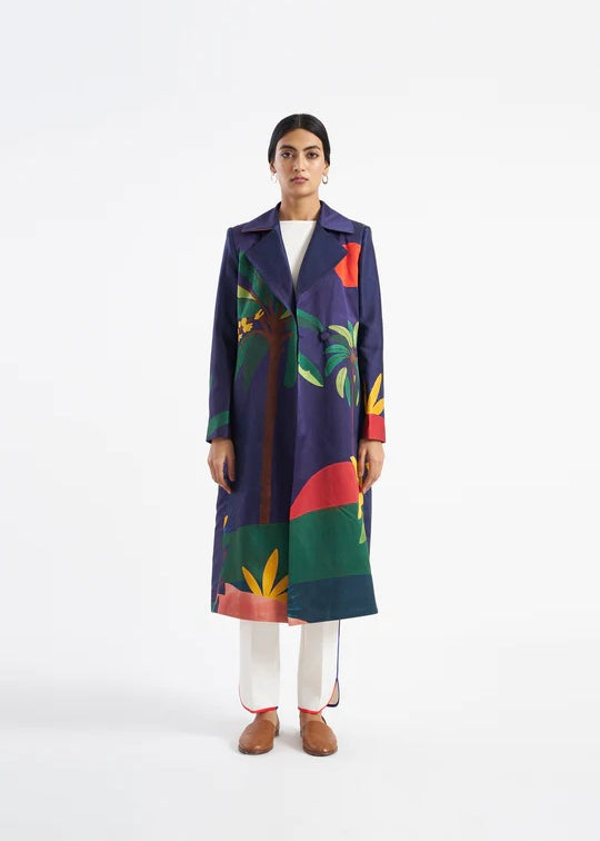 New Season Summer to Fall 2023 Jacket Cotton Silk Mattisse Sapphire Kshitij Jalori - Shop Cult Modern