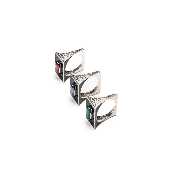 Demi Fine Jewelry-White Gold Plated-Ring-Slab(Pink)Recycled Sterling Silver-R14/21c-Fashion Edit Unbent - Shop Cult Modern