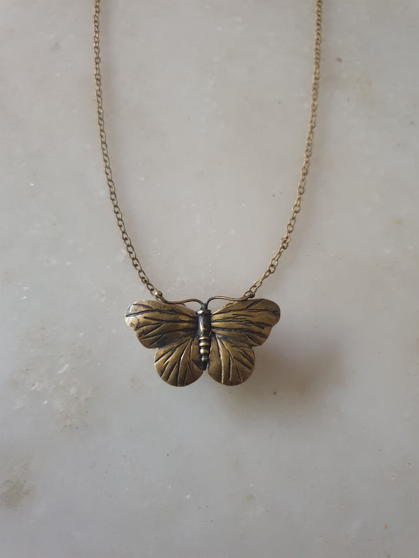 Chicory Chai   I   Butterfly  Pendant   -  Recycled and Upcycled Brass Jewelry - Shop Cult Modern