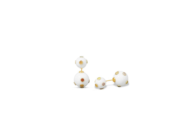 Studio Tara   I   Dali 18K Yellow Gold With Multicolor Sapphire And White Corian Orb Earrings - Shop Cult Modern