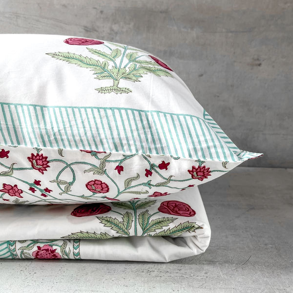 Home Artisan Zoha Floral Pattern Hand Block Print Bed Sheet - Shop Cult Modern