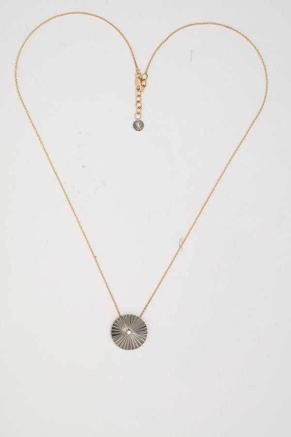 Studio Tara   I   Mulino 18K Gold And Silver Disk Pendant With Chain And Diamond - Shop Cult Modern