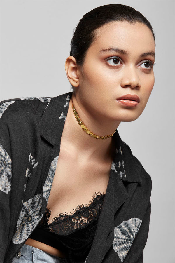 Roma Narsinghani Daisy Choker Choker The piece is set in brass, hand set with swarvoski in 18KT gold finesse. Each piece is unique and handcrafted by our artisans. RNLOVE14 - Shop Cult Modern