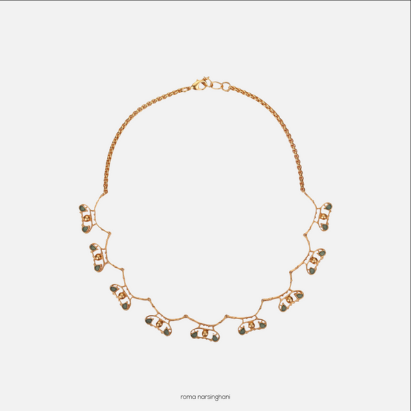 Roma Narsinghani Infinity choker Choker The piece is set in brass, hand enameled with 18KT gold finesse. Each piece is unique and handcrafted by our artisans. RNLOVE18 - Shop Cult Modern