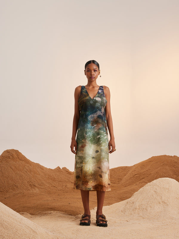 Summer Dress Sleeveless Zen-Underwater-Rayon  Ss23-Zd-Udw-Cord - Shop Cult Modern