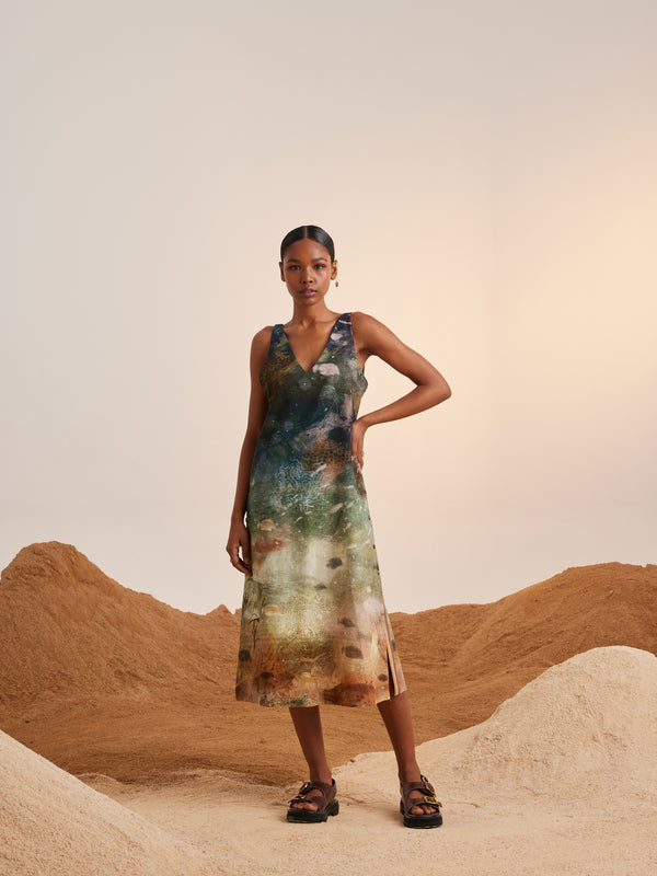 Summer Dress Sleeveless Zen-Underwater-Rayon  Ss23-Zd-Udw-Cord - Shop Cult Modern