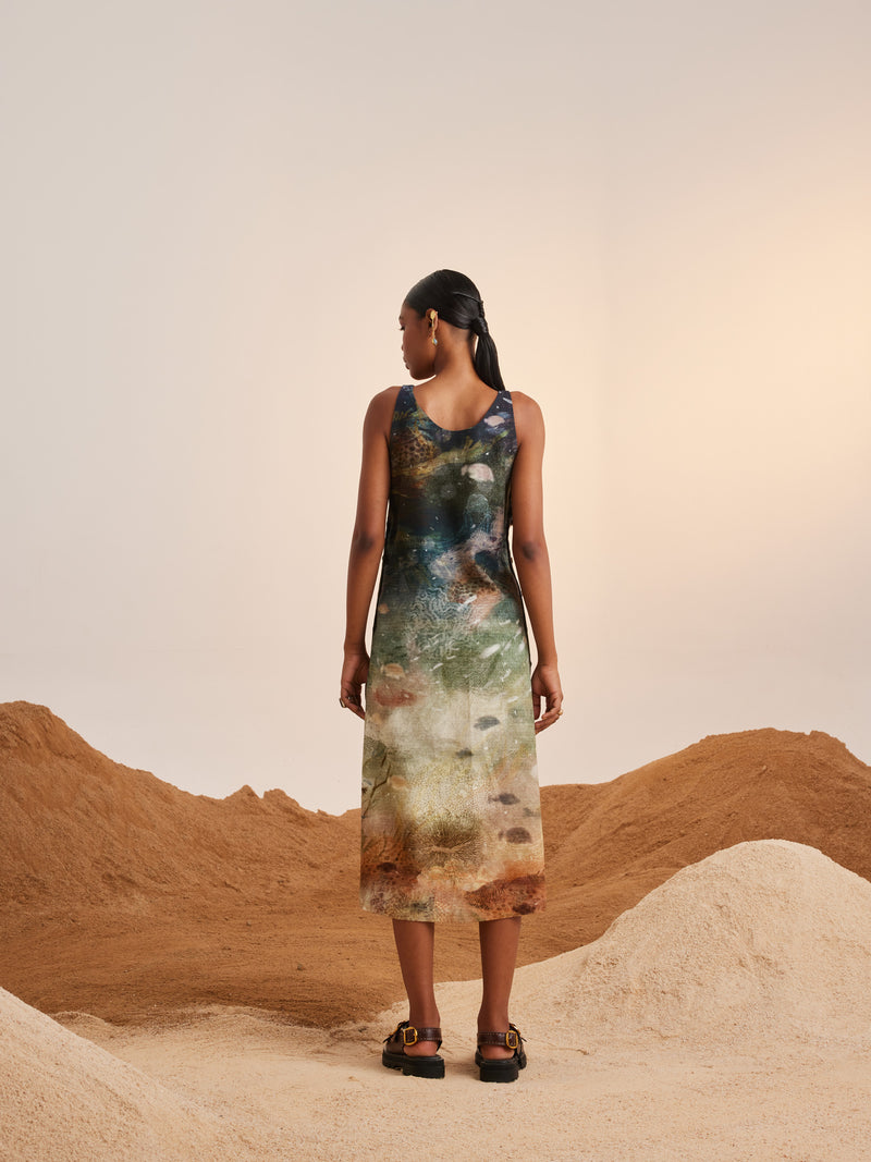 Summer Dress Sleeveless Zen-Underwater-Rayon  Ss25-Zd-Udw-Cord - Shop Cult Modern