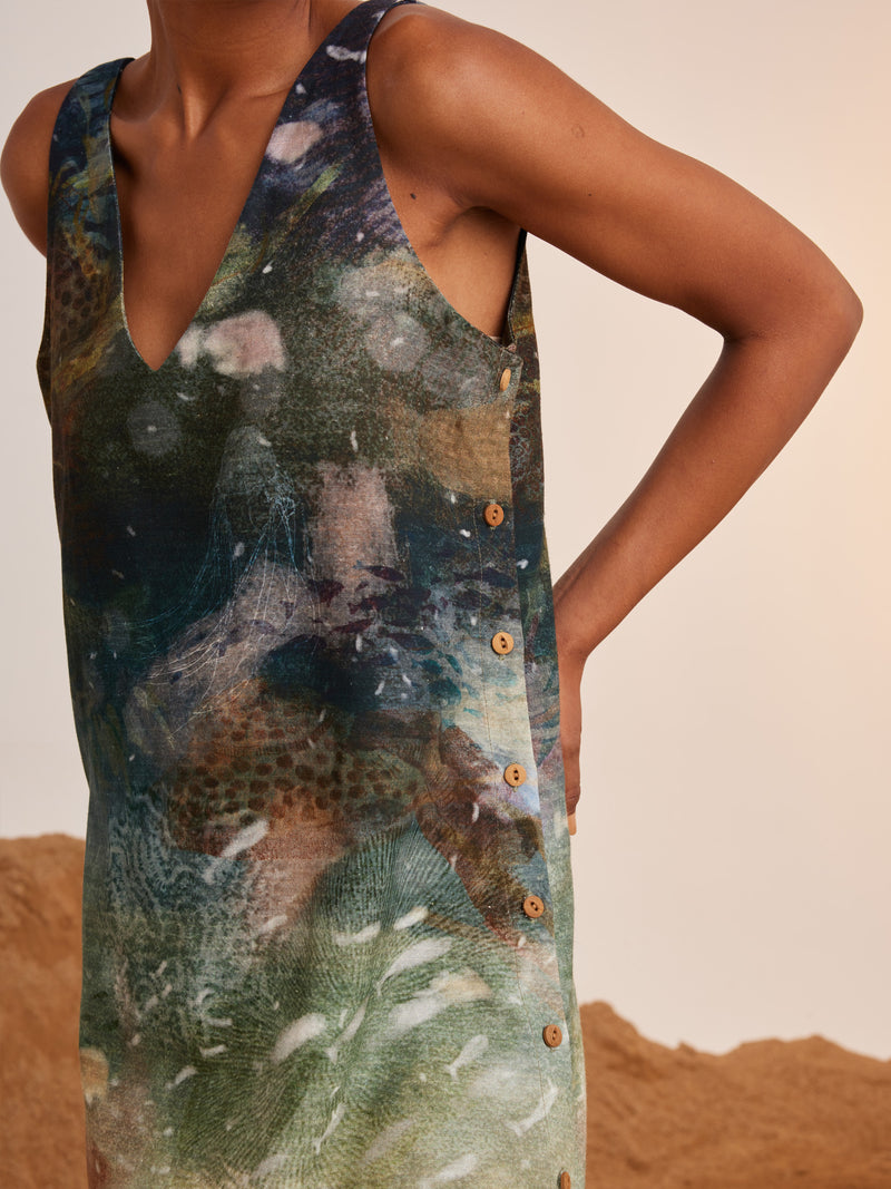 Summer Dress Sleeveless Zen-Underwater-Rayon  Ss23-Zd-Udw-Cord - Shop Cult Modern