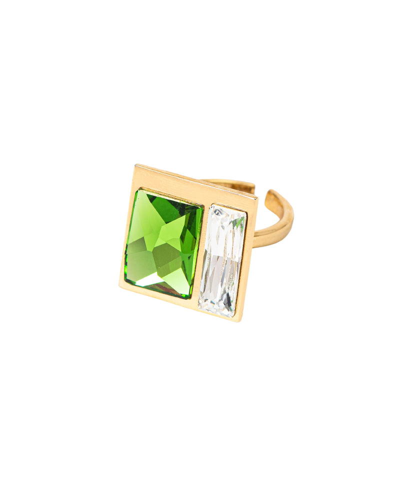 Fashion Jewelry-18k Gold Plated-Ring-Fusion Crystal-Green-VOYCE1012-Fashion Edit Voyce - Shop Cult Modern