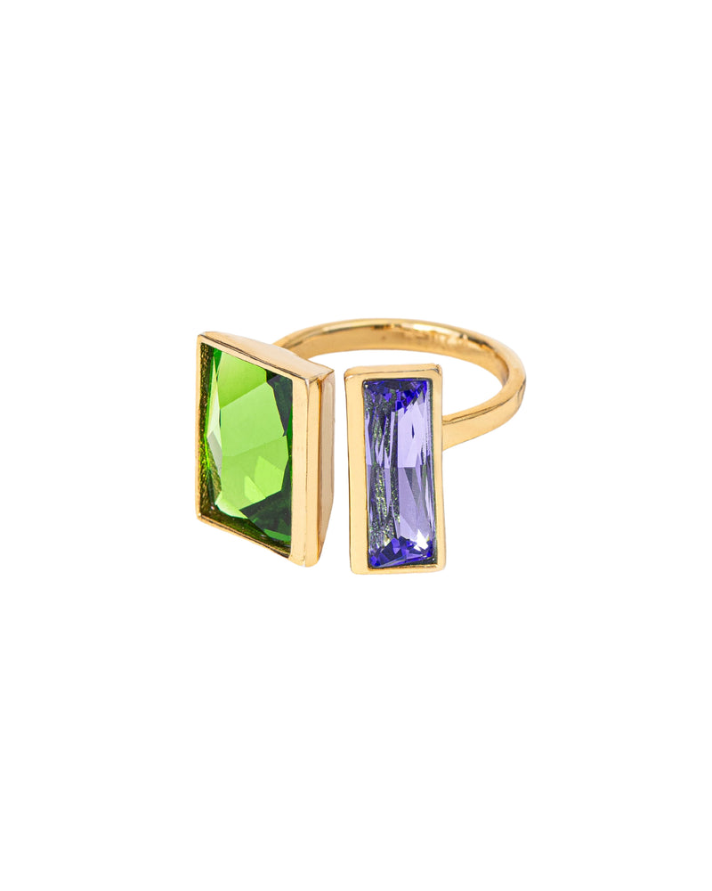 Fashion Jewelry-18k Gold Plated-Ring-Stellar Crystal-Green-VOYCE1015-Fashion Edit Voyce - Shop Cult Modern
