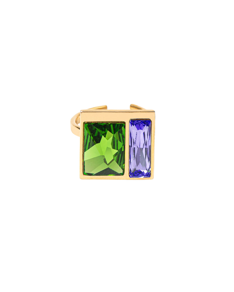 Fashion Jewelry-18k Gold Plated-Ring-Fusion Crystal-Green-VOYCE1013-Fashion Edit Voyce - Shop Cult Modern