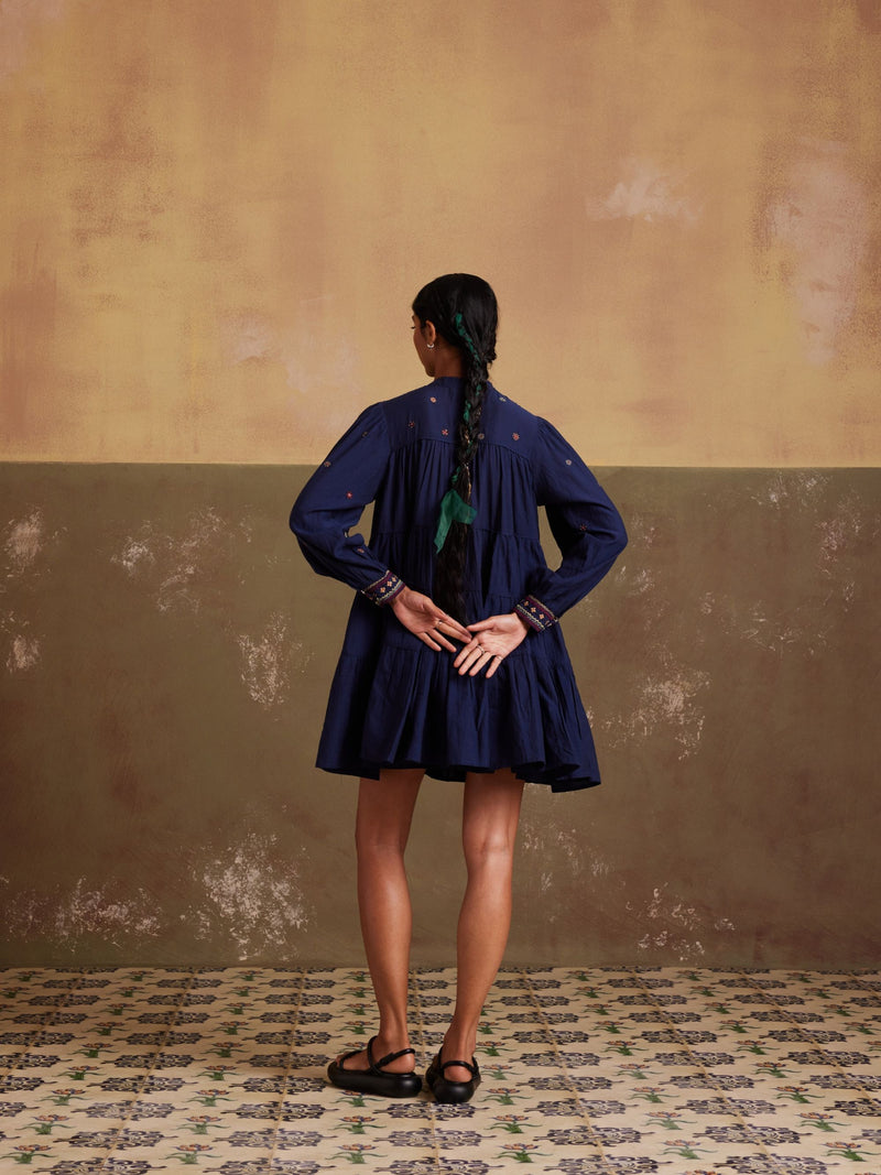 New Season Summer Fall 23-Dress Tier Cotton Indigo-SS24-TRD-IND-Fashion Edit Cord Studio - Shop Cult Modern