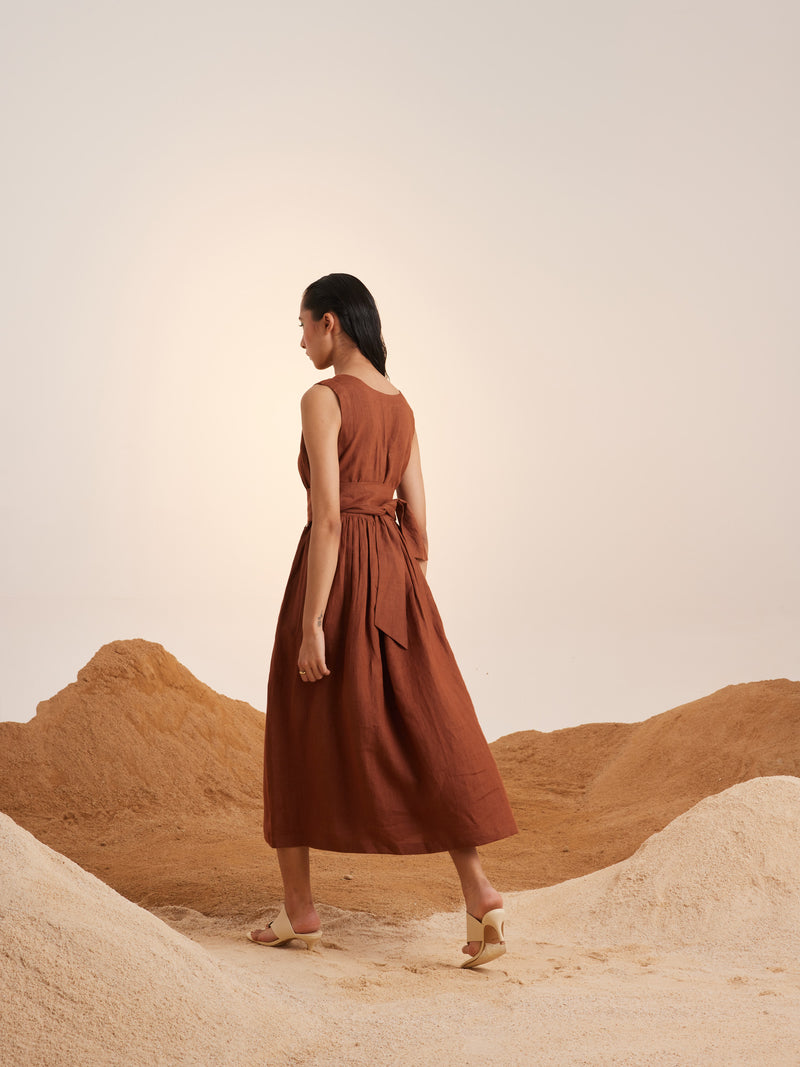 Buy Rust Sleeveless Linen Dress by CORD - Shop Cult Modern Buy Rust Sleeveless Linen Dress by CORD - Shop Cult Modern
