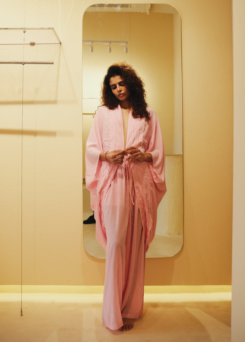 Summer Co-Ord Set of 2 Pant Robe-Silk-Pink-Skyblue-Yellow-Alipsa 57-Fashion Edit Samadhi Vana-Ituvana - Shop Cult Modern