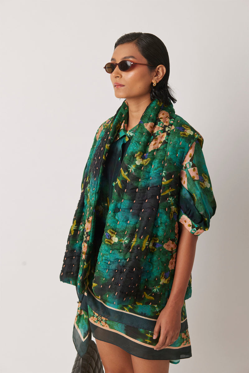 Summer Jacket Silk Structured Kantha Quilting-Kaleidoscope-Fashion Edit-Yc14Kl-03 Yc14Kl-03-Yavi - Shop Cult Modern