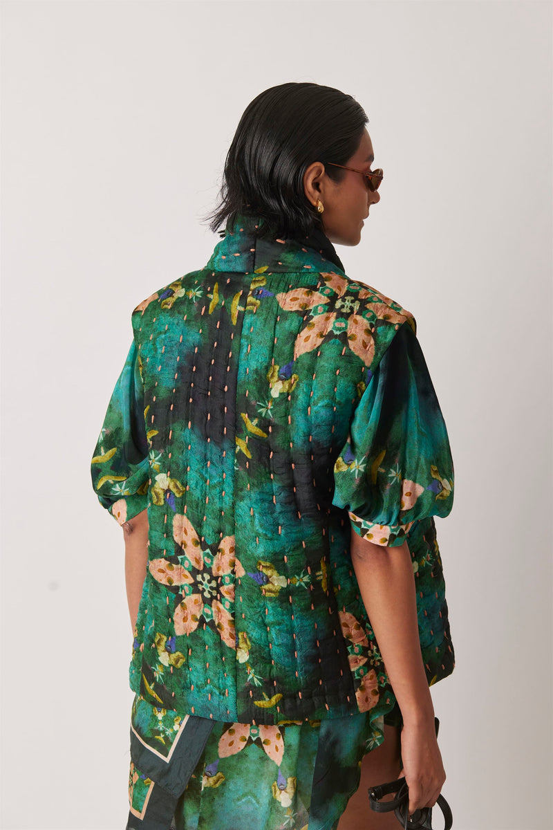 Summer Jacket Silk Structured Kantha Quilting-Kaleidoscope-Fashion Edit-Yc14Kl-03 Yc14Kl-03-Yavi - Shop Cult Modern