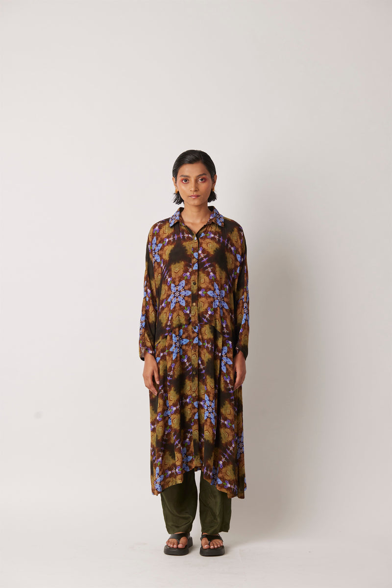 Summer Dress Shirt Silk Aardo Double Layered Print-Kaleidoscope-Fashion Edit-Yc14D-120 Yc14Kl-02-Yavi - Shop Cult Modern