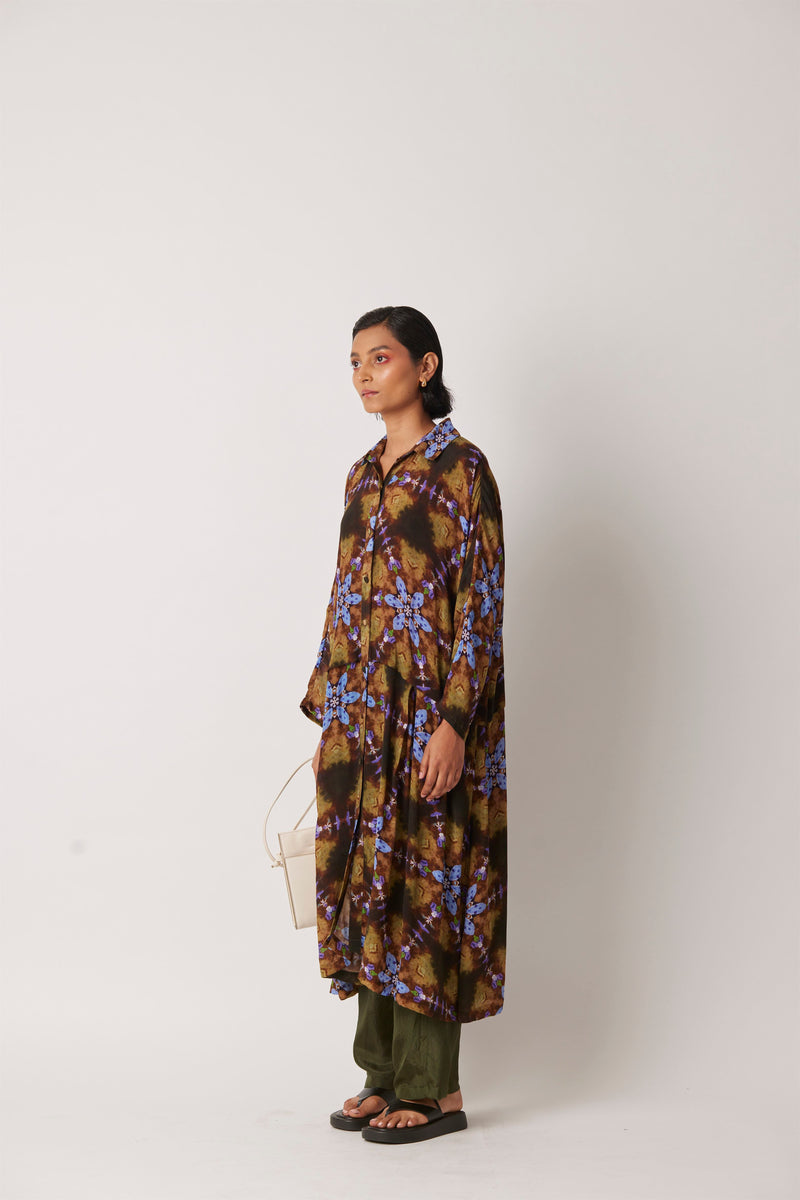 Summer Dress Shirt Silk Aardo Double Layered Print-Kaleidoscope-Fashion Edit-Yc14D-120 Yc14Kl-02-Yavi - Shop Cult Modern