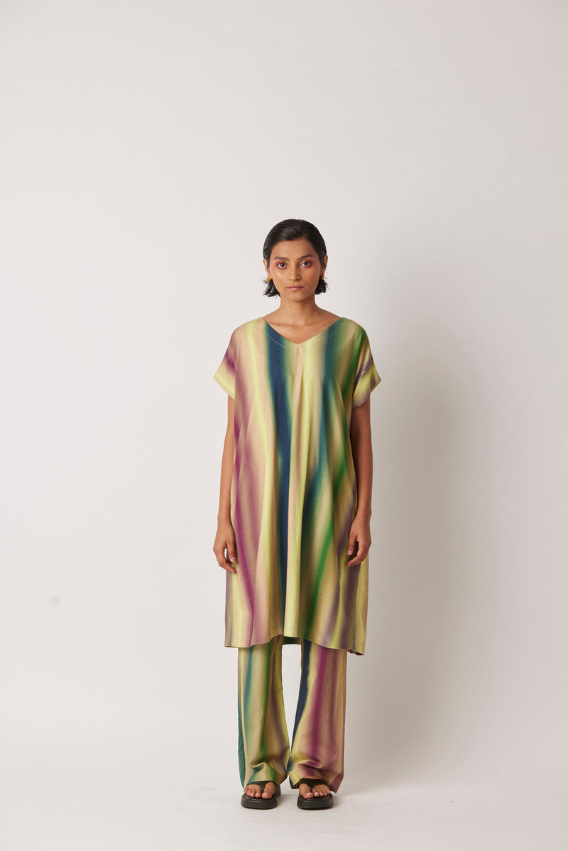 Summer Dress Modal Jersey Aura Midi-Hazy Stripes-Fashion Edit-Yc14D-101 Yc14Hs -04-Yavi - Shop Cult Modern