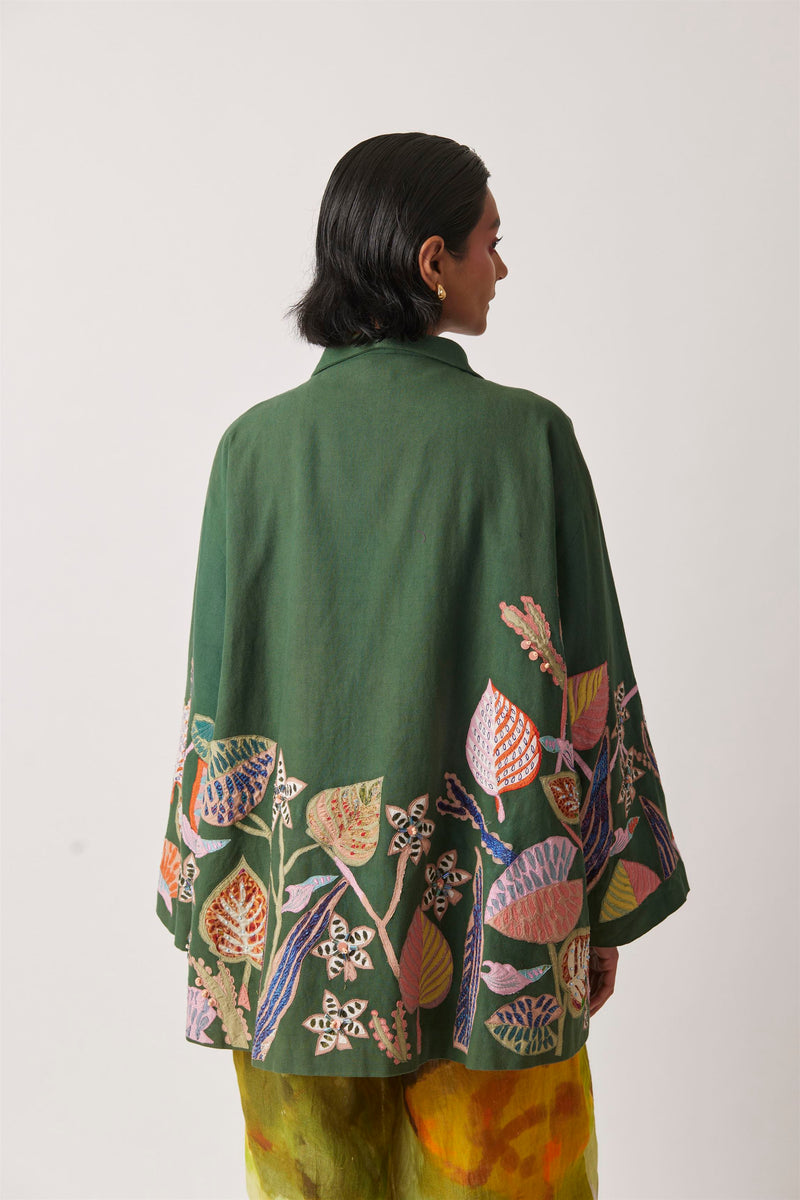 Summer Jacket Upcycled Cyoti Botanical Sustainable Patchwork Embroidery-Upcycled-Fashion Edit-Yc14Jkt-160 Yc14Bt-01-Yavi - Shop Cult Modern