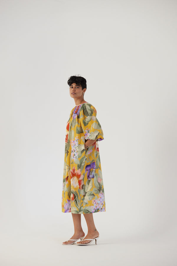 New Season Fall 23/Summer 24-Dress Cotton Satin Allora Midi Yellow-YAMBB33-Fashion Edit Yam - Shop Cult Modern