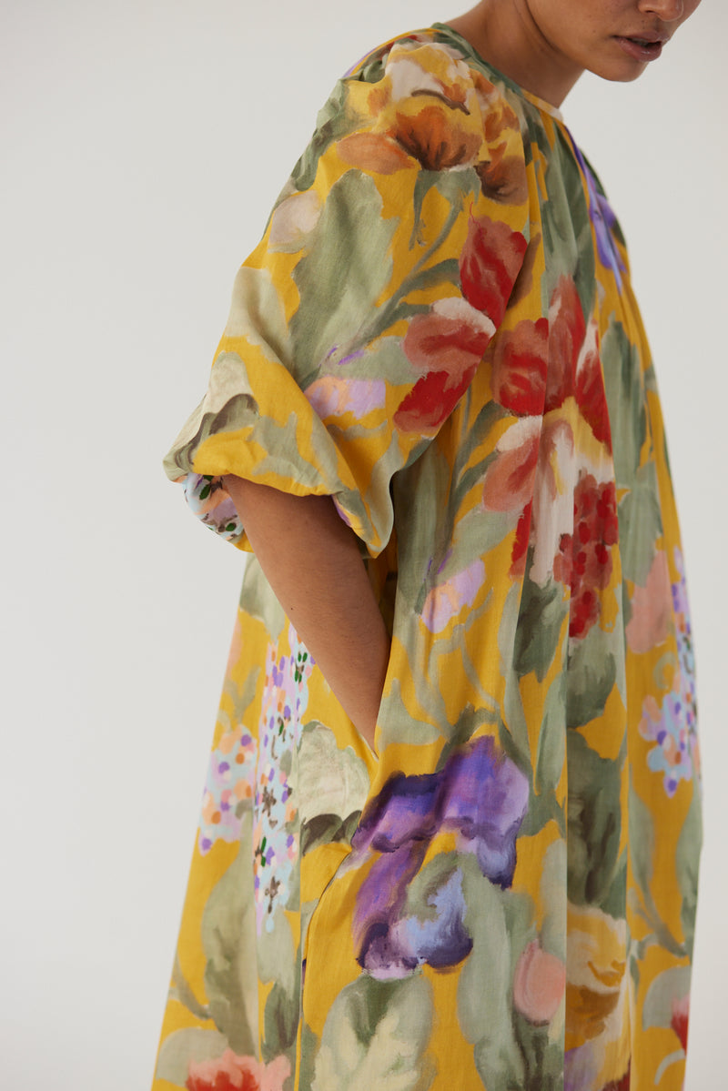 New Season Fall 23/Summer 24-Dress Cotton Satin Allora Midi Yellow-YAMBB33-Fashion Edit Yam - Shop Cult Modern