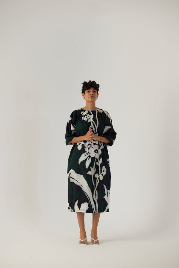 New Season Fall 23/Summer 24-Dress Cotton Satin Chicory Midi Black-YAMBB22-Fashion Edit Yam - Shop Cult Modern