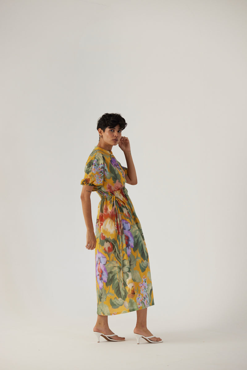 New Season Fall 23/Summer 24-Dress Cotton Allora Side Tie-Up Yellow-YAMBB34-Fashion Edit Yam - Shop Cult Modern