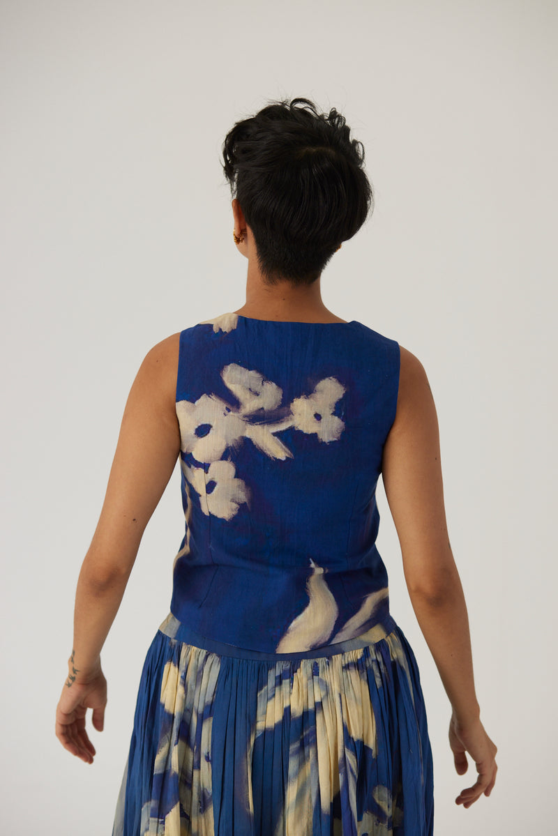 New Season Fall 23/Summer 24-Jacket Set Linen/Cotton Skirt Chicory Blue-YAMBB18-Fashion Edit Yam - Shop Cult Modern