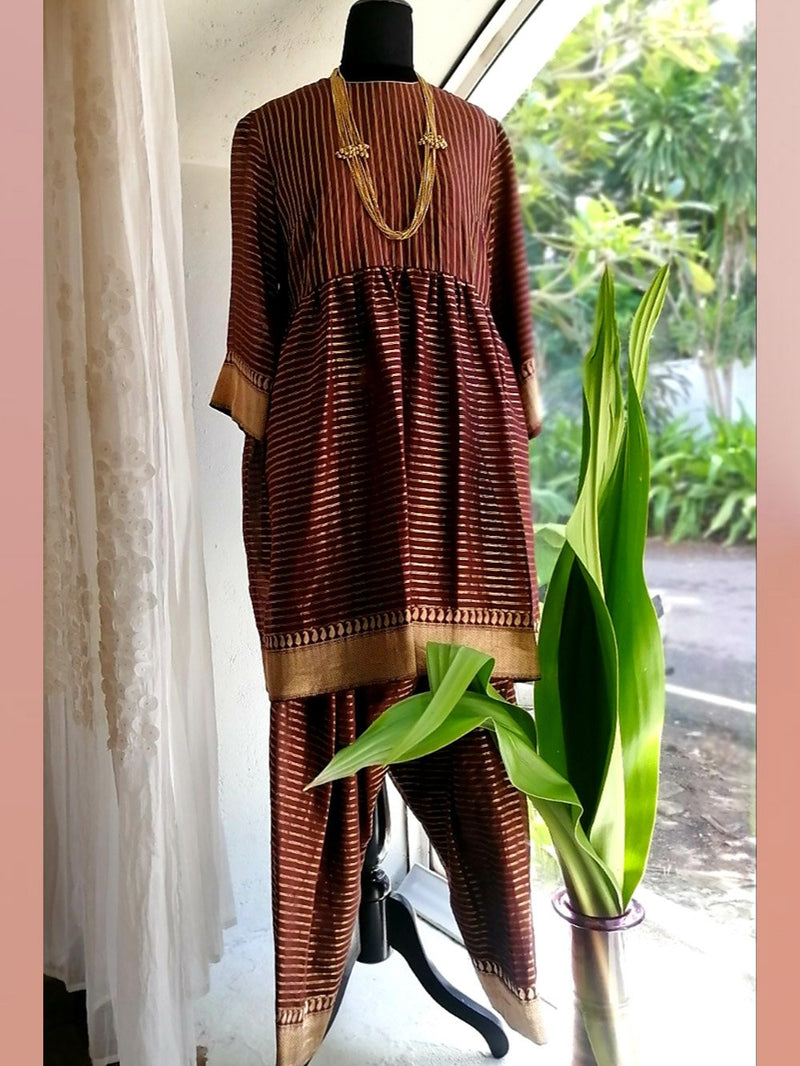 Raw Mango - salwar-zaidi-silk-organza-maroon - Shop Cult Modern