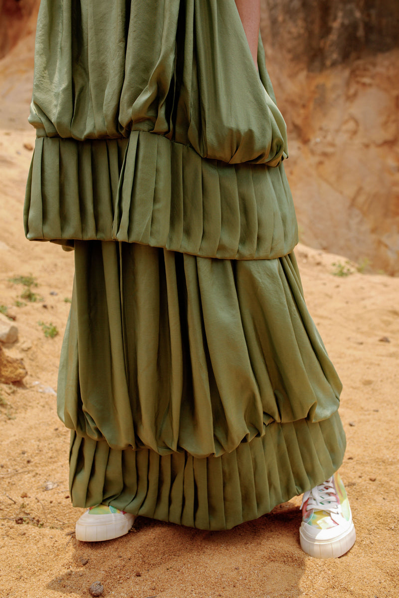 Summer Co-Ord Skirt Crop-top Set of 2-Silk-Fuchsia-Black-Moss Green-Laya Itu 35-Fashion Edit Maya Vana-Ituvana - Shop Cult Modern