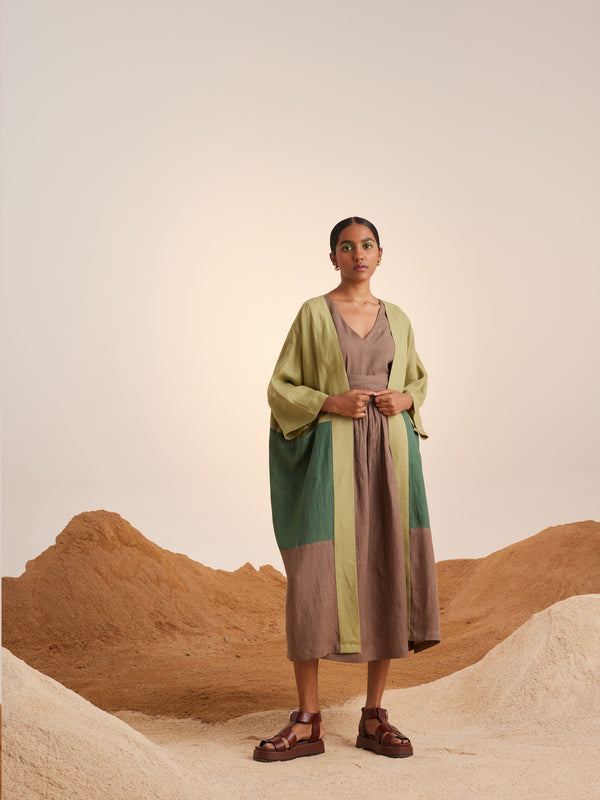 Summer Cape Overlay Freya-Macha-Fern-Ash-Linen-Ss25-Fc-Mfa-Cord - Shop Cult Modern