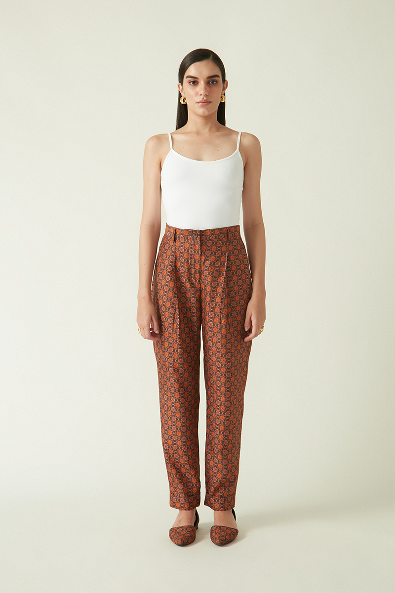 Summer Pants Cupro Linen Kawah Printed-Fashion Edit Java 03A-2JV-17-Payal Pratap - Shop Cult Modern