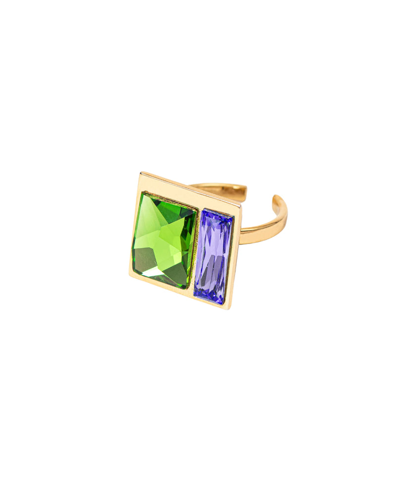 Fashion Jewelry-18k Gold Plated-Ring-Fusion Crystal-Green-VOYCE1013-Fashion Edit Voyce - Shop Cult Modern