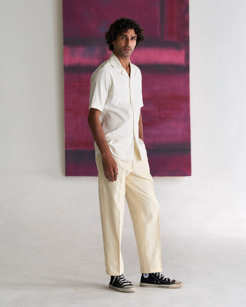 Summer Trousers Raahi Heavy Cotton Off White P102HK96 SuketDhir - Shop Cult Modern