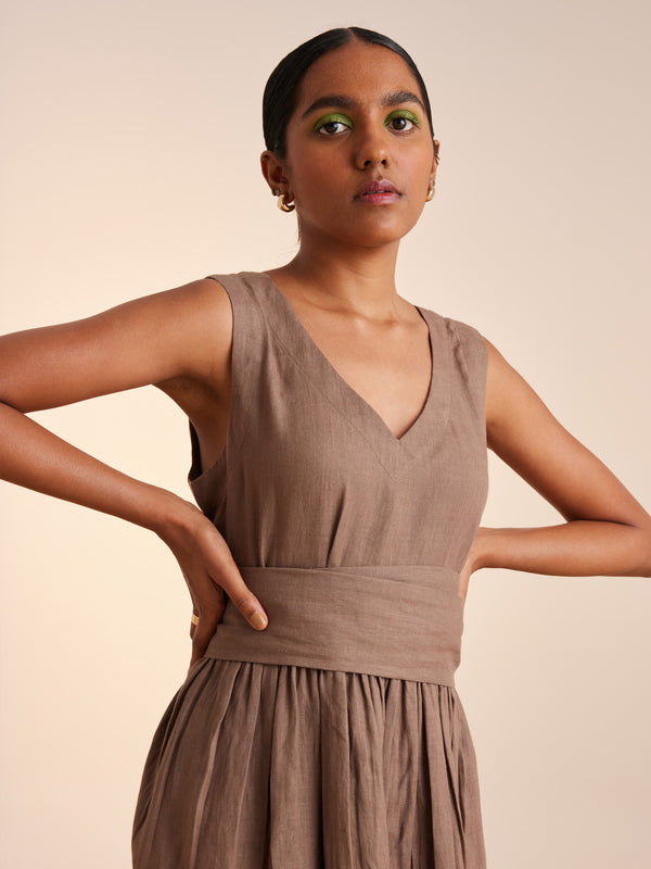 Summer Dress Sleeveless-Linen-Ash-Ss23-Sld-Ash-Cord - Shop Cult Modern