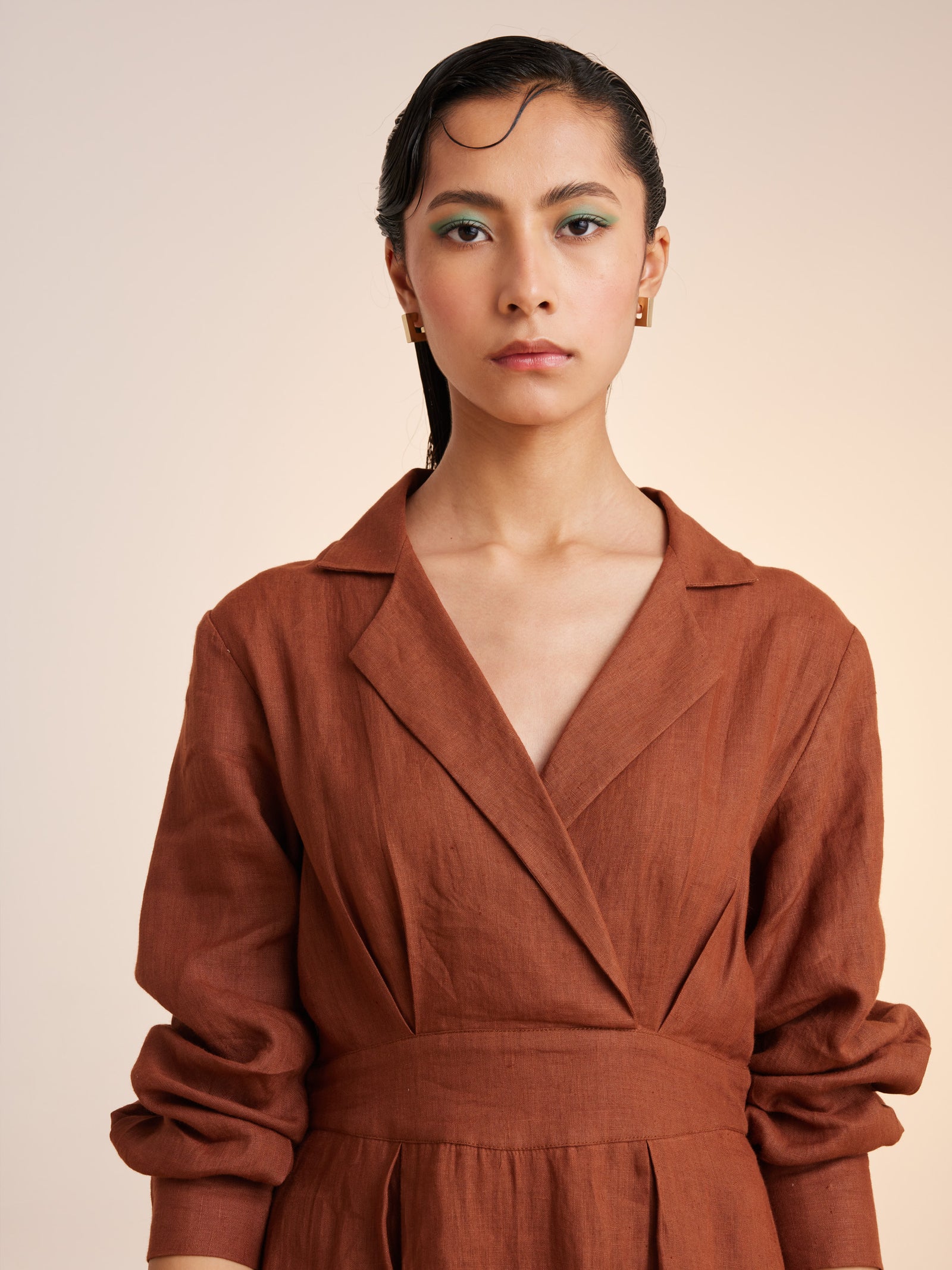 knee length dresses for ladies Boatneck Linen Maxi Dress - Summer Sleeveless Linen Dress - Women Linen Clothing - Terracotta Red Dress - Simple Linen Dress main image 1