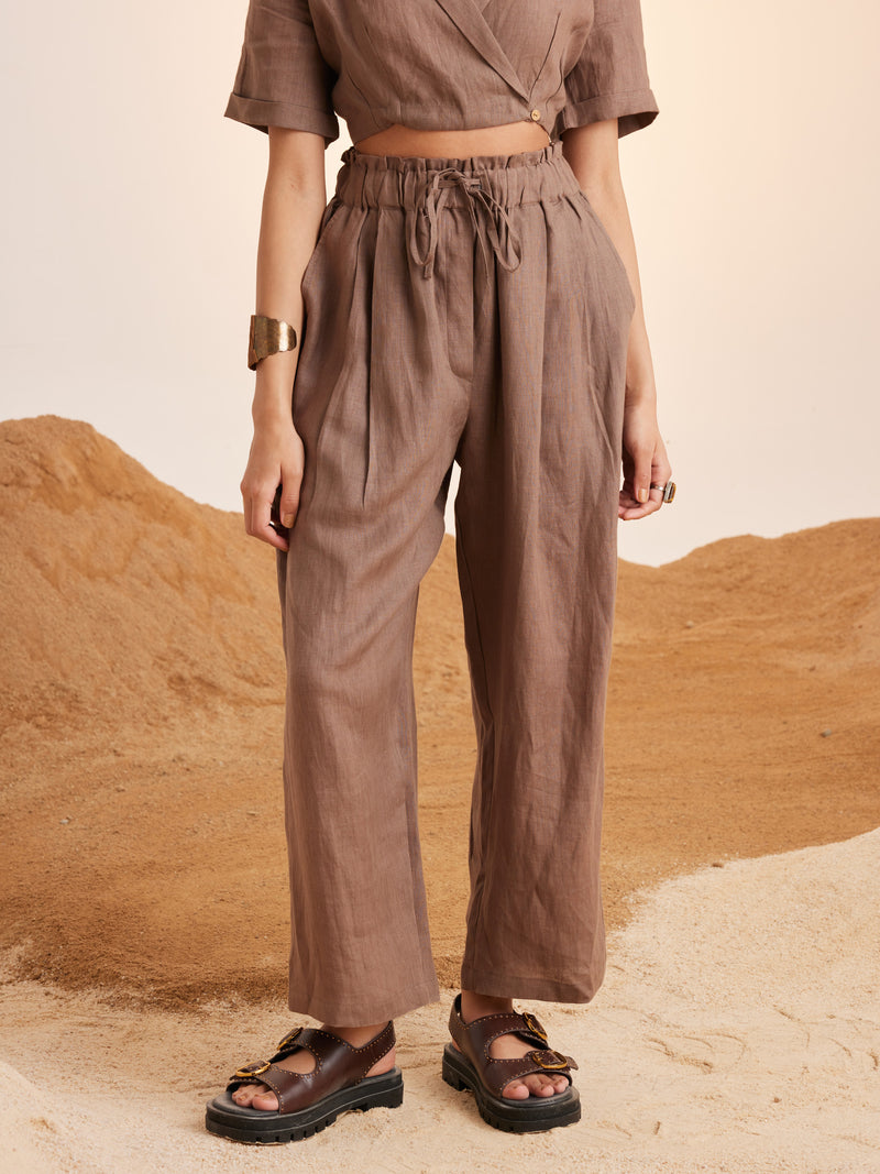 Summer Pants Drawstring-Ash-Linen-Ss25-Dp-Ash-Cord - Shop Cult Modern