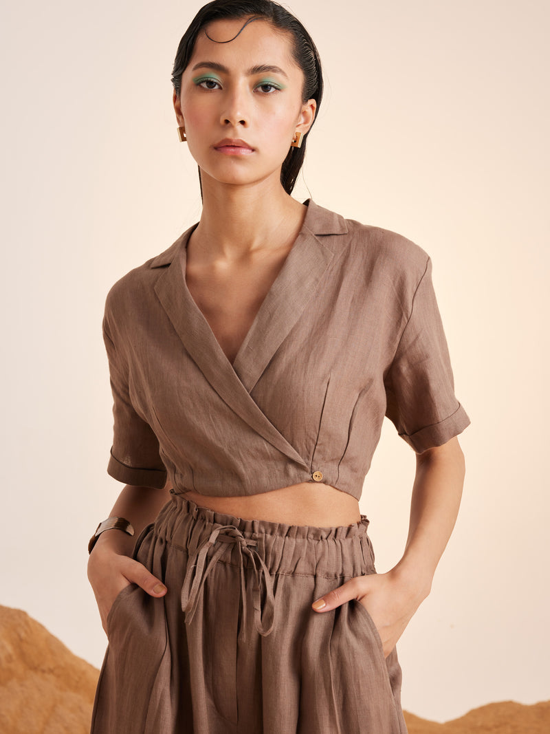 Summer Top Cropped Overlap-Ash-Linen-Ss25-Oct-Ash-Cord - Shop Cult Modern