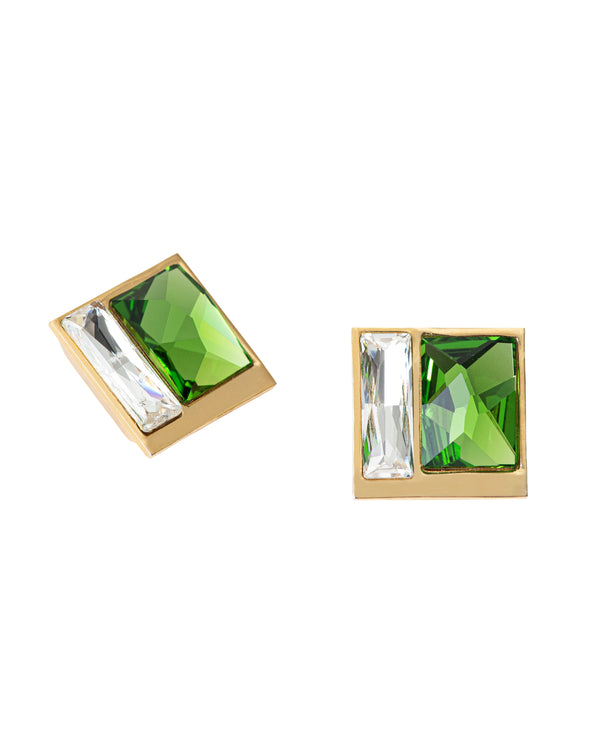 Fashion Jewelry-18k Gold Plated-Earring-Fusion Crystal-Green-VOYCE1041-Fashion Edit Voyce - Shop Cult Modern