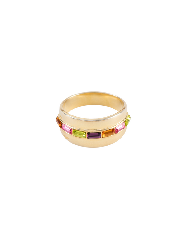 Fashion Jewelry-18k Gold Plated-Band Ring-Elysian Crystal-1 Strand-Multi-VOYCE1020-M-Fashion Edit Voyce - Shop Cult Modern