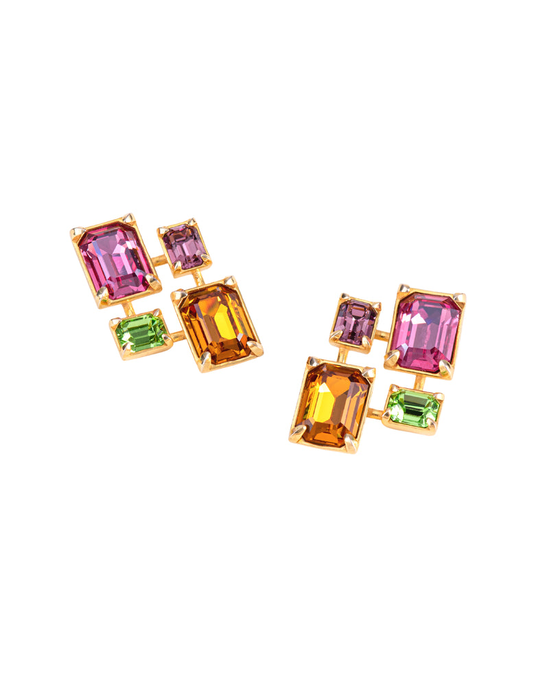 Fashion Jewelry-18k Gold Plated-Earring-Infinity Crystal Signature-Multi-VOYCE1047-Fashion Edit Voyce - Shop Cult Modern