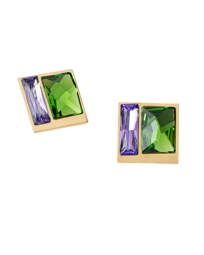 Fashion Jewelry-18k Gold Plated-Earring-Fusion Crystal-Green-VOYCE1040-Fashion Edit Voyce - Shop Cult Modern