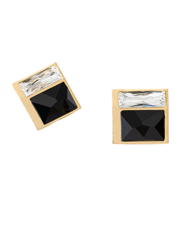 Fashion Jewelry-18k Gold Plated-Earring-Fusion Crystal-Black & White-VOYCE1039-Fashion Edit Voyce - Shop Cult Modern