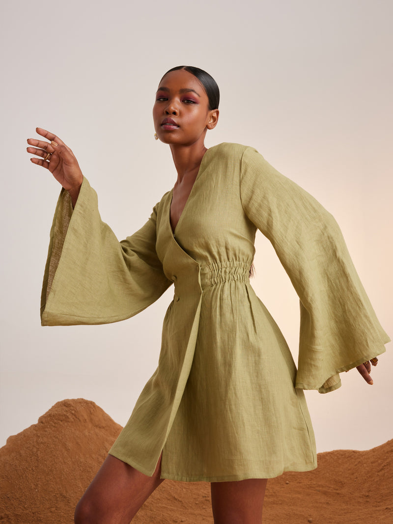 Buy Macha Short Dress Bell Sleeves by CORD at Shop Cult Modern Buy Macha Short Dress Bell Sleeves by CORD at Shop Cult Modern