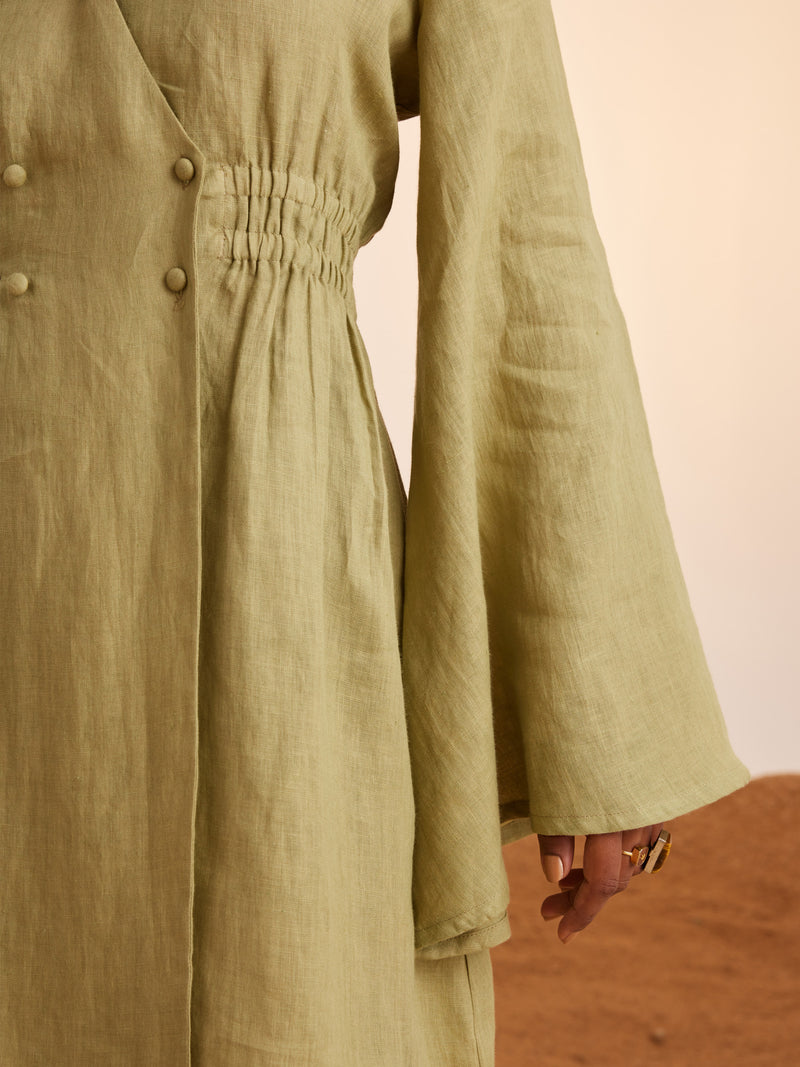 Summer Dress Bell Sleeves-Macha-Linen-Ss25-Bsd-Mch-Cord - Shop Cult Modern