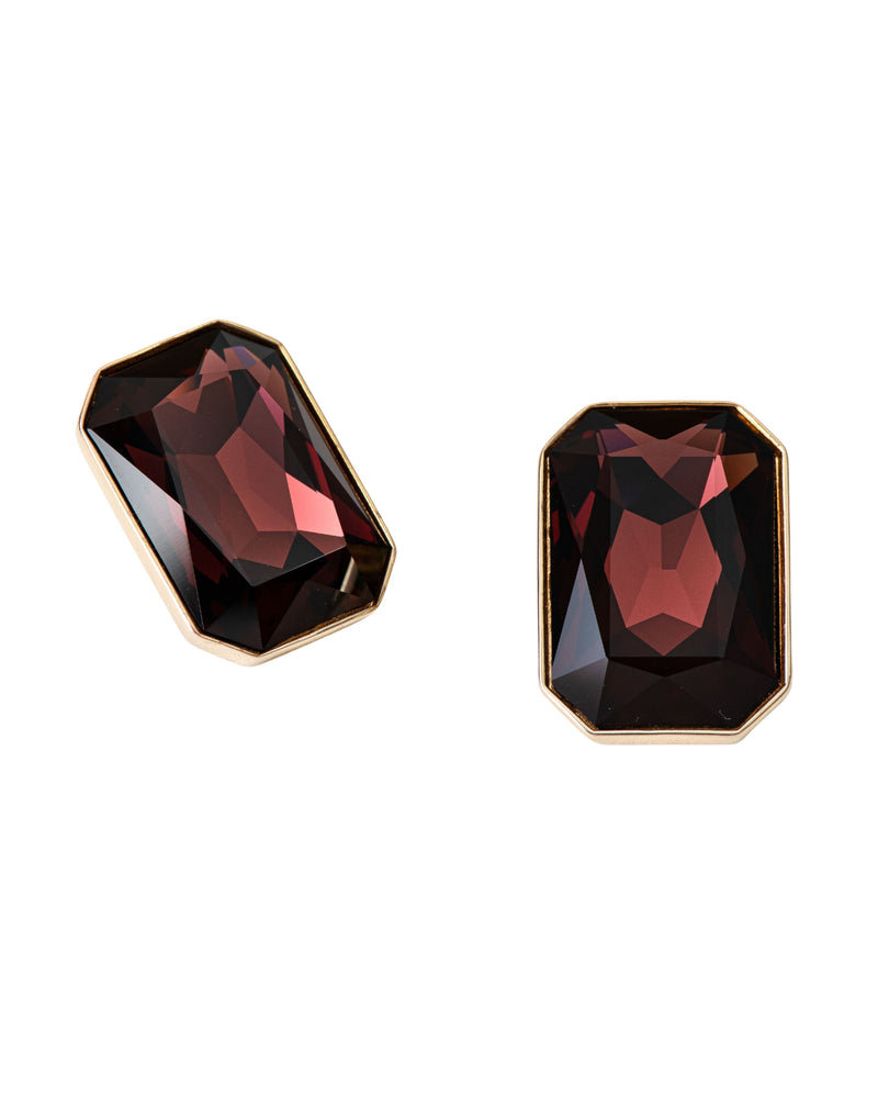 Fashion Jewelry-18k Gold Plated-Earring-Radiance Crystal Cocktail-Burgundy-VOYCE1049-Fashion Edit Voyce - Shop Cult Modern