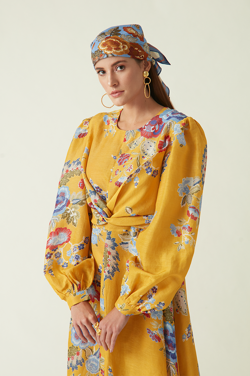 Summer Dress Cupro Linen Tapis Printed-Fashion Edit Java 03A-4JV-07-Payal Pratap - Shop Cult Modern